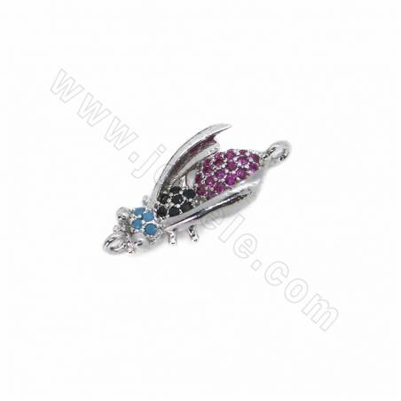Brass Micro Pave Cubic Zirconia Beetle Charms Connectors Size 22x10mm Hole 1.2mm 8pcs/Pack