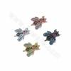 Brass Micro Pave Cubic Zirconia Beetle Charms Conne Size 22x18mm Hole 1.2mm 4pcs/Pack
