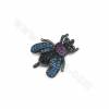 Brass Micro Pave Cubic Zirconia Beetle Charms Conne Size 22x18mm Hole 1.2mm 4pcs/Pack