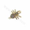 Brass Micro Pave Cubic Zirconia Beetle Charms Connectors Size 26x21mm Hole 2mm 4pcs/Pack