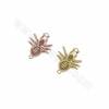 Brass Micro Pave Cubic Zirconia Beetle Charms Connectors Size 26x21mm Hole 2mm 4pcs/Pack