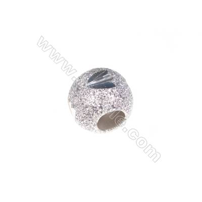 Frosted 925 sterling silver bead, 7mm, x 30pcs, hole 3mm