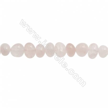 Perles Quartz rose en forme irrégulière sur fil Taille 6~9mm x7~13mm trou 1mm x1fil 15~16"