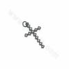 Brass Cross Pendants Charms Micro Pave Cubic Zirconia  Size 31x16mm Hole 3.5mm 10pcs/Pack
