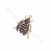 Brass Beetle Charms Micro Pave Cubic Zirconia Size 26x24mm Pin 0.9mm Hole 1mm Gold Plated 2pcs/Pack