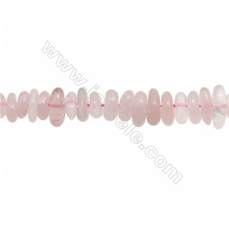 Perles Quartz rose en forme irrégulière sur fil Taille 3~4mm x9~14mm trou 1mm x1fil 15~16"