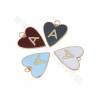 Brass Gold-Plated Heart 26 Letters Enamel Pendants Charms Size 28x25mm Hole 2mm 8pcs/Pack