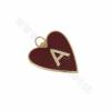 Brass Gold-Plated Heart 26 Letters Enamel Pendants Charms Size 28x25mm Hole 2mm 8pcs/Pack