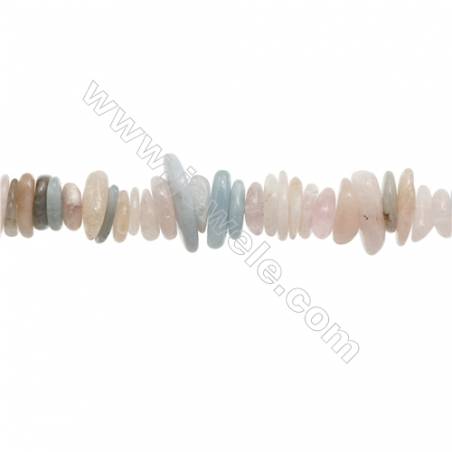 Perles Morganite en forme irrégulière sur fil Taille 1~4mm x8~16mm trou 1mm x1fil 15~16"
