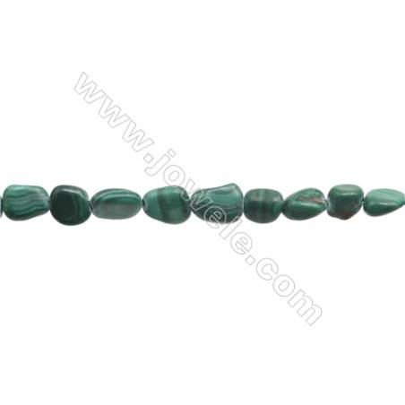Perles Malachite en forme irrégulière sur fil Taille 6~7mm x6~110m trou 1mm x1fil 15~16"
