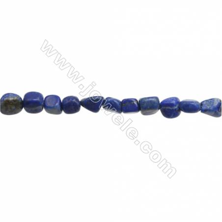 Perles Lapis-lazuli en forme irrégulière sur fil Taille 6~7mm x6~10mm trou 1mm x1fil 15~16"