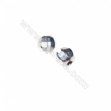 Perles rondes facettes en argent925 4mm x 200pcs Diamètre de trou 1mm