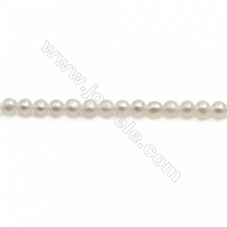 Fresh Water White Pearl Beads Strand  Round  Size 3~4mm  Hole 0.6mm  15~16" x 1strand