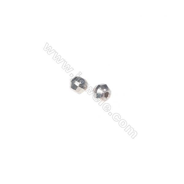 Perles rondes facettes en argent925 2.5mm x 200pcs Diamètre de trou 0.8mm