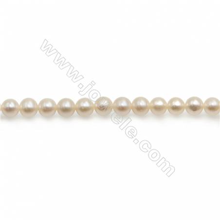 Fresh Water White Pearl Beads Strand  Round  Size 4~5mm  Hole 0.8mm  15~16" x 1strand