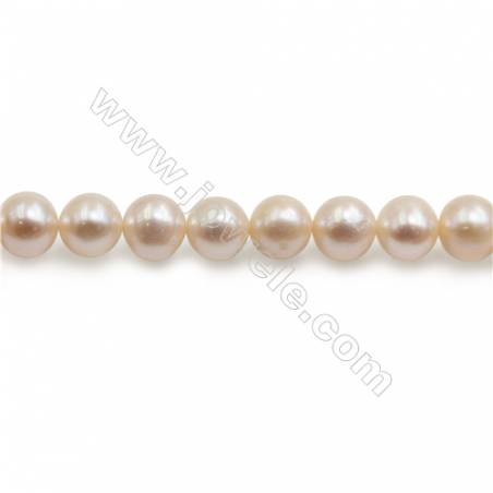 Fresh Water White Pearl Beads Strand  Round  Size 6~7mm  Hole 0.8mm  15~16" x 1strand