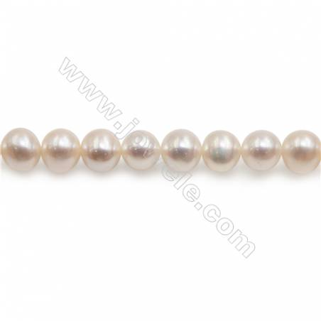 Fresh Water White Pearl Beads Strand  Round  Size 7~8mm  Hole 1mm  15~16" x 1strand