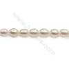 Fresh Water White Pearl Beads Strand  Oval  Size 8~9mm  Hole 0.8mm  15~16" x 1strand