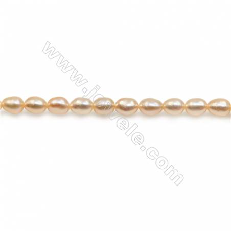 Fresh Water Pink Pearl Beads Strand  Oval  Size 3.5~4x4.5~5mm  Hole 0.6mm  15~16" x 1strand