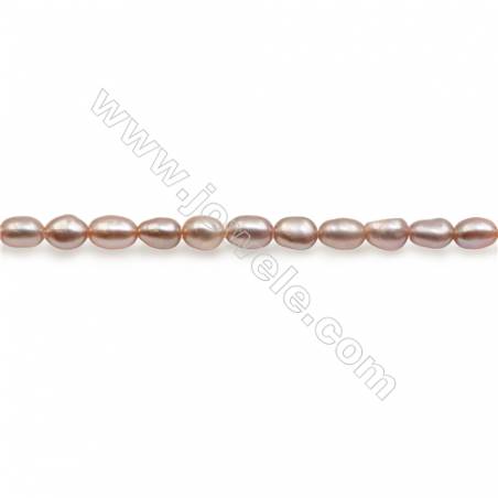 Fresh Water Violet Pearl Beads Strand  Oval  Size 3~4mm  Hole 0.6mm  15~16" x 1strand