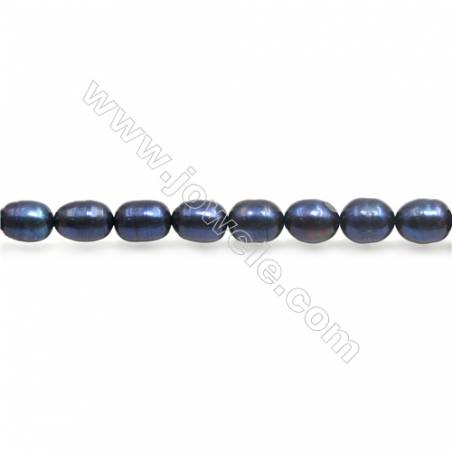 Fresh Water Blue Pearl Beads Strand  Oval  Size 5~7x6~8mm  Hole 0.8mm  15~16" x 1strand