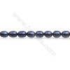 Perles de culture naturelles  perles d'eau douce ovale  noire sur fil   5~7x6~8mm  trou 0.8mm x1 fil 15~16"