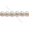 Perles de culture naturelles  perles d'eau douce ronde  blanche sur fil  12~13mm  trou 1.0mm x1 fil 15~16"
