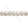 Fresh Water White Pearl Beads Strand  Round  Size 9~10mm  Hole 0.8mm  15~16" x 1strand