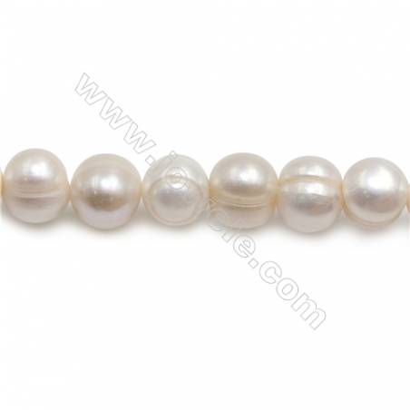 Fresh Water White Pearl Beads Strand  Round  Size 11~12mm  Hole 0.8mm  15~16" x 1strand
