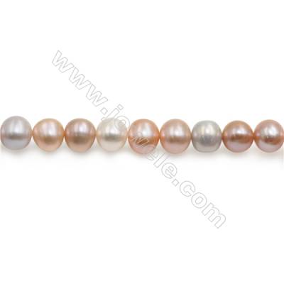 Fresh Water Mix Pearl Beads Strand  Round  Size 8~9mm  Hole 0.8mm  15~16" x 1strand