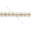 Perles de culture naturelles  perles d'eau douce ronde  blanche sur fil  7mm  trou 0.8mm x1 fil 15~16"