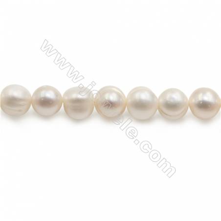 Fresh Water White Pearl Beads Strand  Round  Size 7~8mm  Hole 0.8mm  15~16" x 1strand