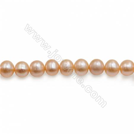 Perles de culture naturelles  perles d'eau douce ronde  pêche sur fil  7mm  trou 0.8mm x1 fil 15~16"