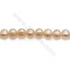 Fresh Water Pink Pearl Beads Strand  Round  Size 7~8mm  Hole 0.8mm  15~16" x 1strand
