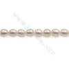 Fresh Water White Pearl Beads Strand  Oval  Size 6.5~7.5x7.5~8.5mm  Hole 0.8mm  15~16" x 1strand
