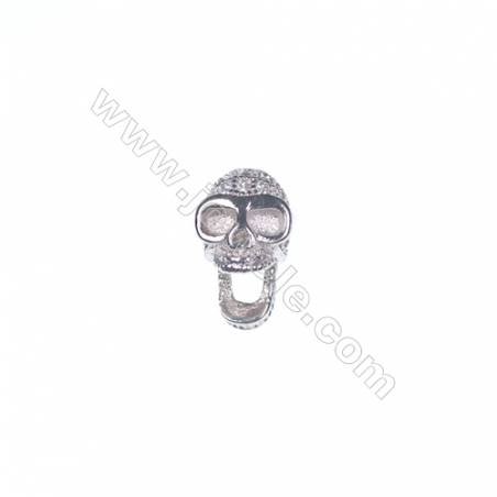 925 Sterling Silber platinierter skeletteförmiger Charme mit Zirkon 5x7mm x 5 Stck