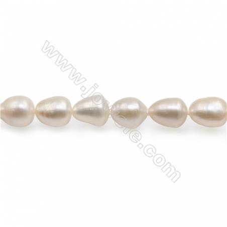 Fresh Water White Pearl Beads Strand  Oval  Size 8~9x10~11mm  Hole 0.8mm  15~16" x 1strand