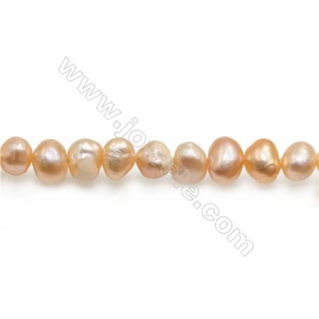 Fresh Water Pink Pearl Beads Strand  Size 6~8mm  Hole 0.6mm  15~16" x 1strand