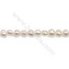 Perles de culture naturelles  perles d'eau douce irrégulière  blanche sur fil  5~6mm  trou 0.6mm x1 fil 15~16"