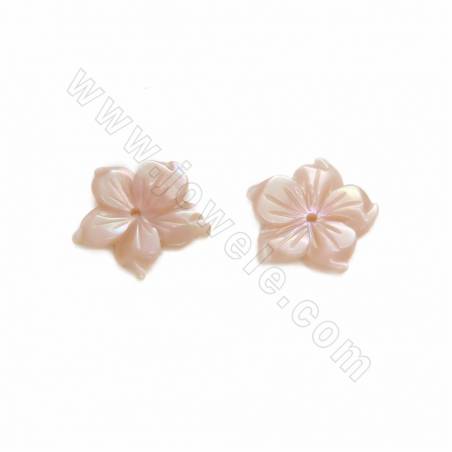 Pendente flor de concha em madrepérola rosa Tamanho8mm Furo0.9mm 12pcs/Pack