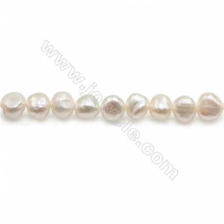 Fresh Water White Pearl Beads Strand  Irregular  Size 8~9mm  Hole 0.8mm  15~16" x 1strand