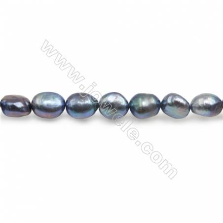 Fresh Water Black Beads Strand  Irregular  Size 9~10mm  Hole 0.8mm  15~16" x 1strand