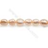 粉色天然淡水珍珠不規則形串珠  尺寸 9~10毫米 孔徑 約0.8毫米 x1條 15~16"