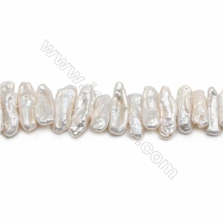 Fresh Water White Pearl Beads Strand  Irregular  Size 5~8x13~24mm  Hole 0.8mm  15~16" x 1strand