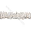 Fresh Water White Pearl Beads Strand  Irregular  Size 5~8x13~24mm  Hole 0.8mm  15~16" x 1strand