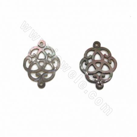 Celtic Knot Gray Mother-of-Pearl Charm 24x18mm Hole 1.5mm  4pcs/Pack