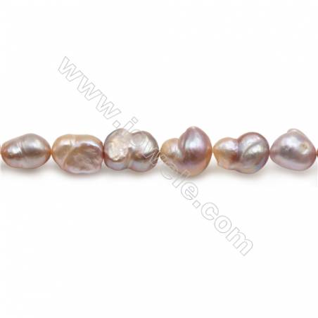 粉色天然淡水珍珠蛋形串珠 尺寸 11~13x17~20毫米   孔徑 約0.8毫米 x1條 15~16"