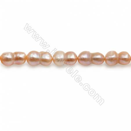 Perles de culture naturelles  perles d'eau douce ovale  pêche sur fil  11~13x12~15mm  trou 0.8mm x1 fil 15~16"