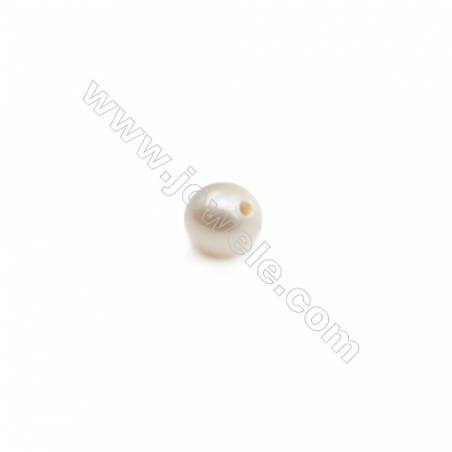 Perles d'eau douce blanche semi-percées ronde  3~3.5mm de diamètre  trou 0.7mm  10perles/paquet