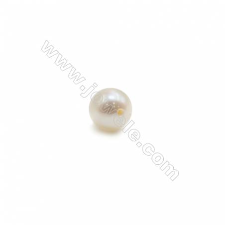 Белый пресноводный жемчуг шарик полу-перфорированная бусинка размер примерно 3.5-4мм отв.0.8мм 10шт./пакет